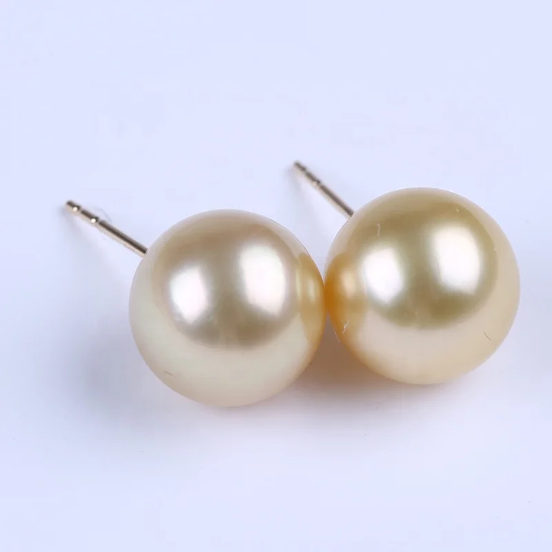 High Quality 18K Gold South Sea Saltwater Round Pearl Stud Earrings Jewelry For Women Gift 
High Quality 18K Gold South Sea Saltwater Round Pearl Stud Earrings Jewelry For Women Gift