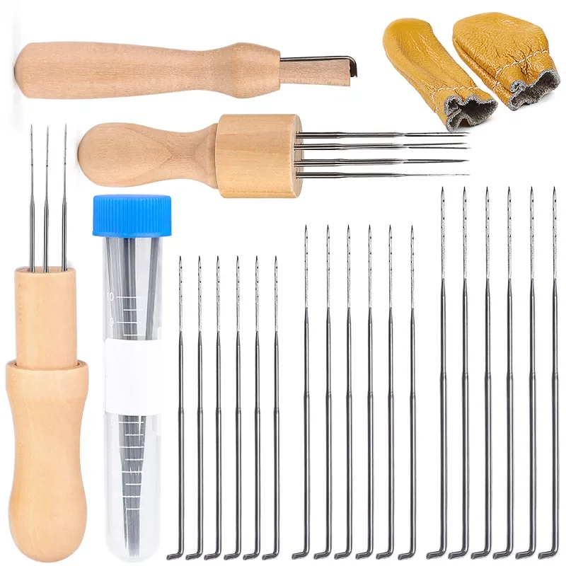 Needle Felting Kit With Wood Handle Needle Felting Tool 3 Sizes 18 Pcs Felting Needles Finger Protector For DIY Sewing
Needle Felting Kit With Wood Handle Needle Felting Tool 3 Sizes 18 Pcs Felting Needles Finger Protector For DIY Sewing