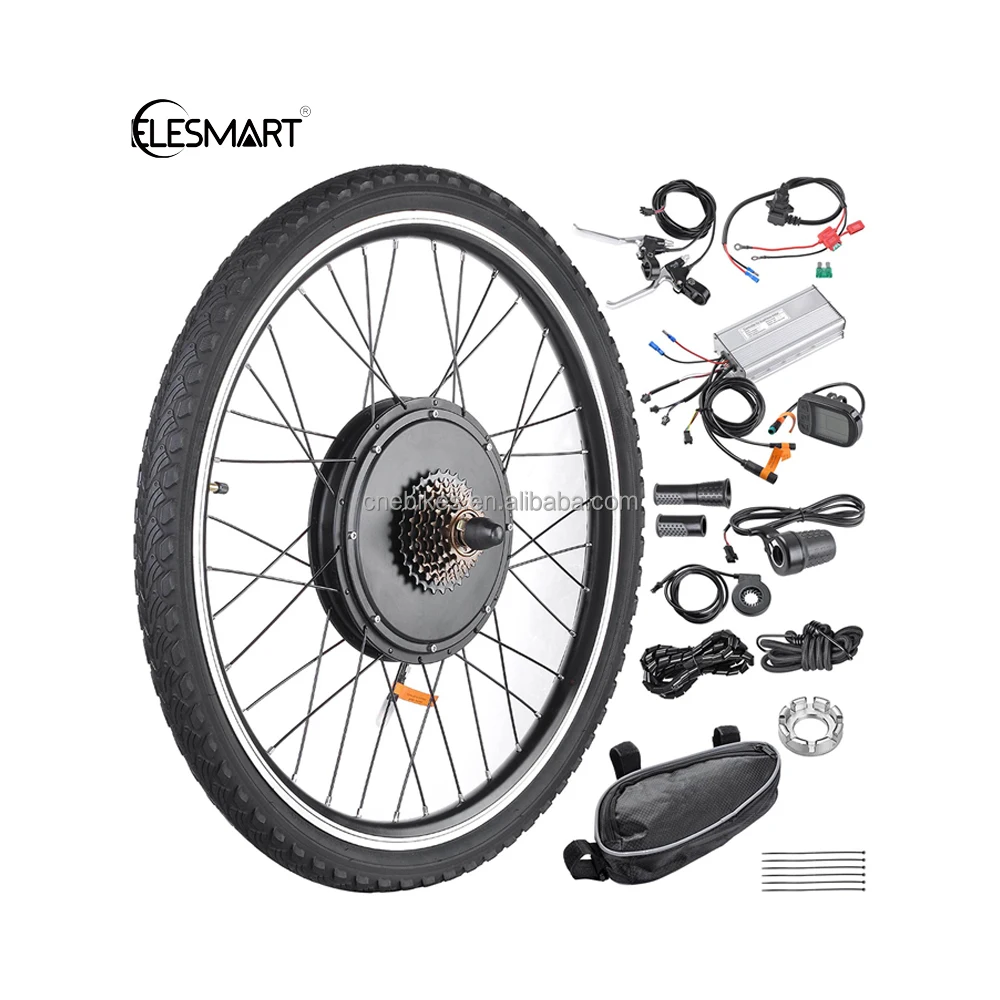 

ELESMART Manufacture 26"x1.75" 45km/h 1000w 48v LCD Display Electrical Bike Bicycle Ebike Conversion Kit Rear Wheel Motor