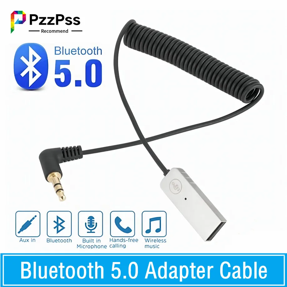 

PzzPss BT Aux Bluetooth Adapter Dongle Cable For Car 3.5mm Jack Aux Bluetooth 5.0 4.2 Receiver Speaker Audio Music Transmitter