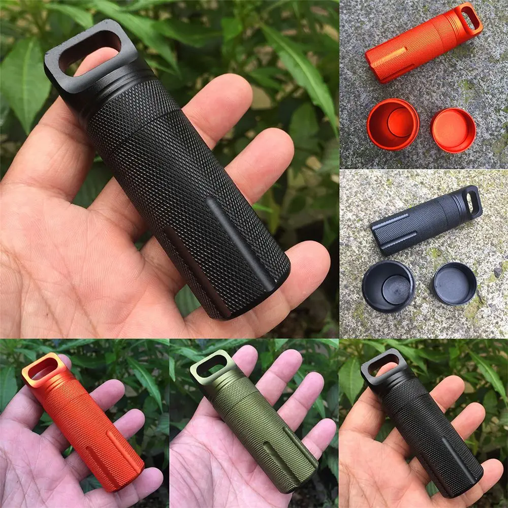 

New Aluminum EDC Survival Kit Waterproof Seal Bottle Capsule/Pill Airtight Case Outdoor Tools Capsule Holder Storage Container