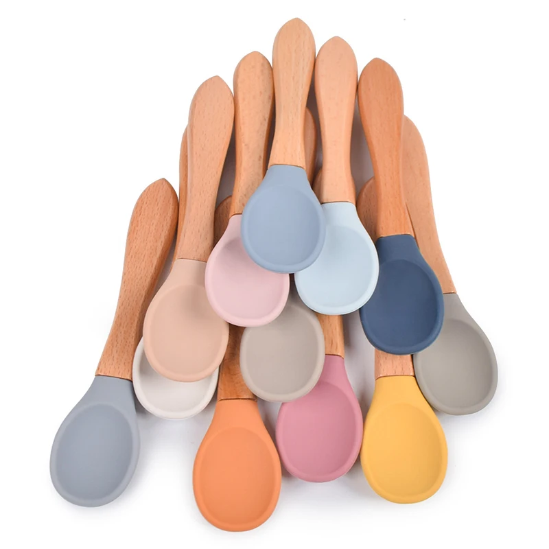 Baby Cutlery Set Wooden Handle Silicone Spoon Baby Feeding Spoon For Kids BPA Free Soft Head Spoons Beby Infant Food Accessories
Baby Cutlery Set Wooden Handle Silicone Spoon Baby Feeding Spoon For Kids BPA Free Soft Head Spoons Beby Infant Food Accessories