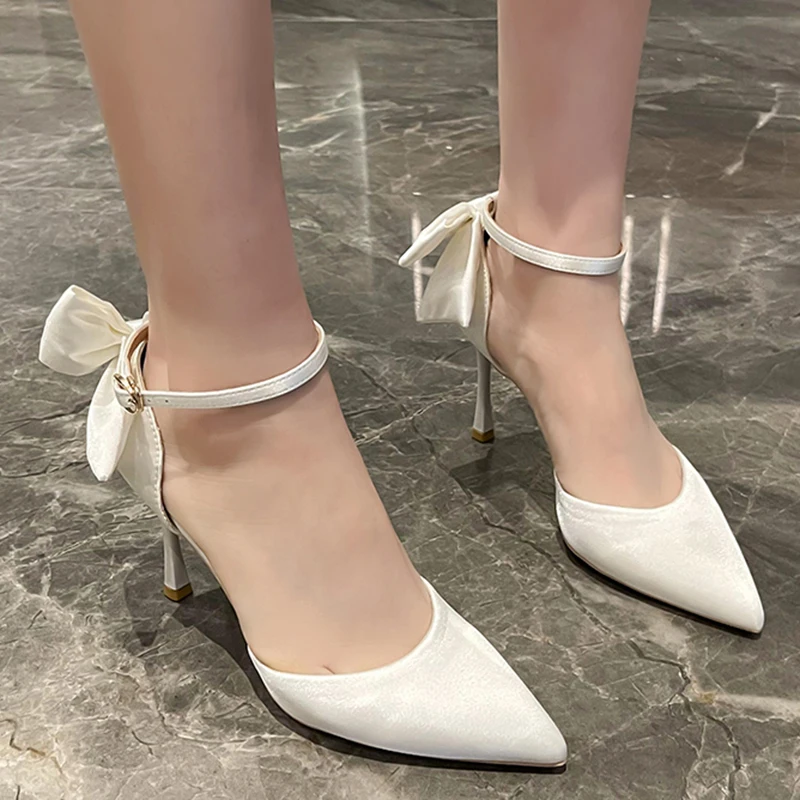 Rimocy Back Bowtie Ankle Strap Pumps for Women White Silk Super High Heels Shoes Woman Elegant Pointed Toe Wedding Shoes Lady
Rimocy Back Bowtie Ankle Strap Pumps for Women White Silk Super High Heels Shoes Woman Elegant Pointed Toe Wedding Shoes Lady