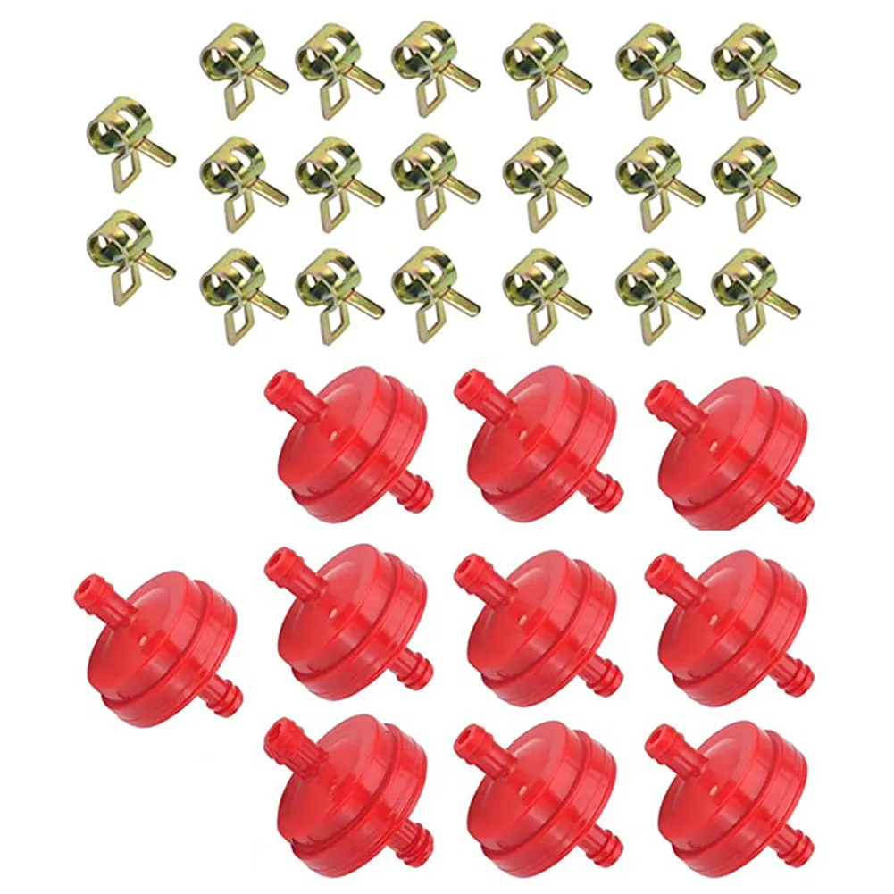 10pcs Plastic Red Lawn Mower Inline Fuel Filter For Lawn Mower Inline With 20 Pcs Hose Clamps Clips Fits 1/4in
10pcs Plastic Red Lawn Mower Inline Fuel Filter For Lawn Mower Inline With 20 Pcs Hose Clamps Clips Fits 1/4in