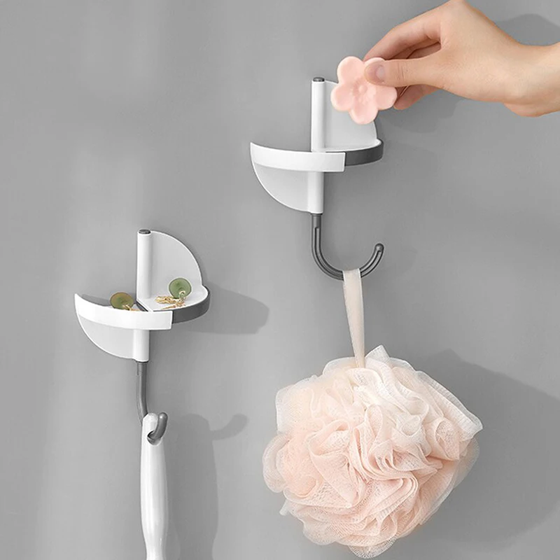 

Бытовой вращающийся крючок 2-в-1 без перфорации для кухни ванной простой практичный подвесной крючок для одежды полотенца