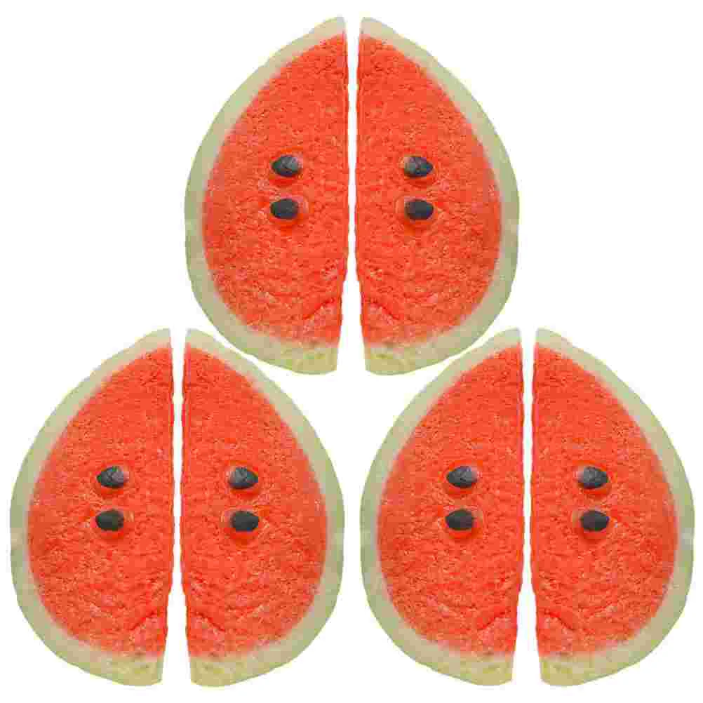 

6 Pcs Simulated Watermelon Slices Decorative Models Fruit Prop Fake Bathroom Decorations PVC Artificial