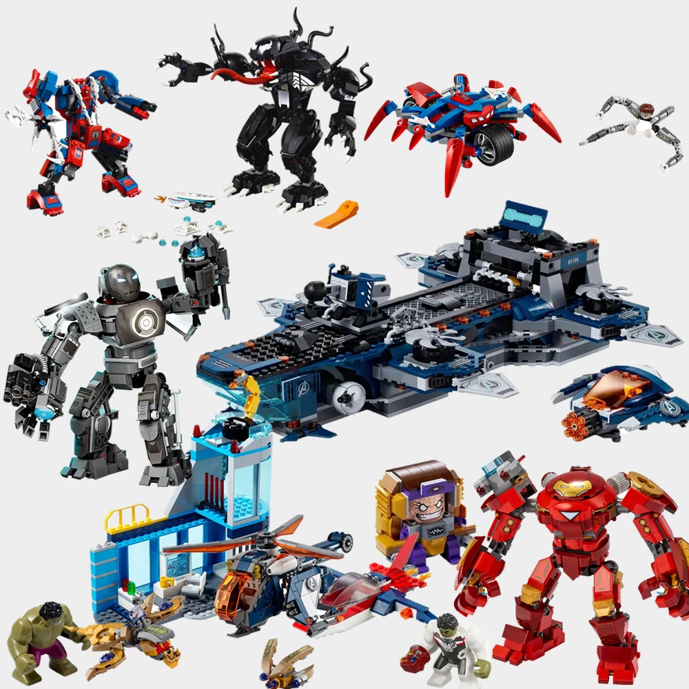 Disney Marvel Avengers Spiderman Iron Man MK1 Quinjet Stark Industry Tower Thor Thanos Figures Building Block Brick Gift Toy
Disney Marvel Avengers Spiderman Iron Man MK1 Quinjet Stark Industry Tower Thor Thanos Figures Building Block Brick Gift Toy
