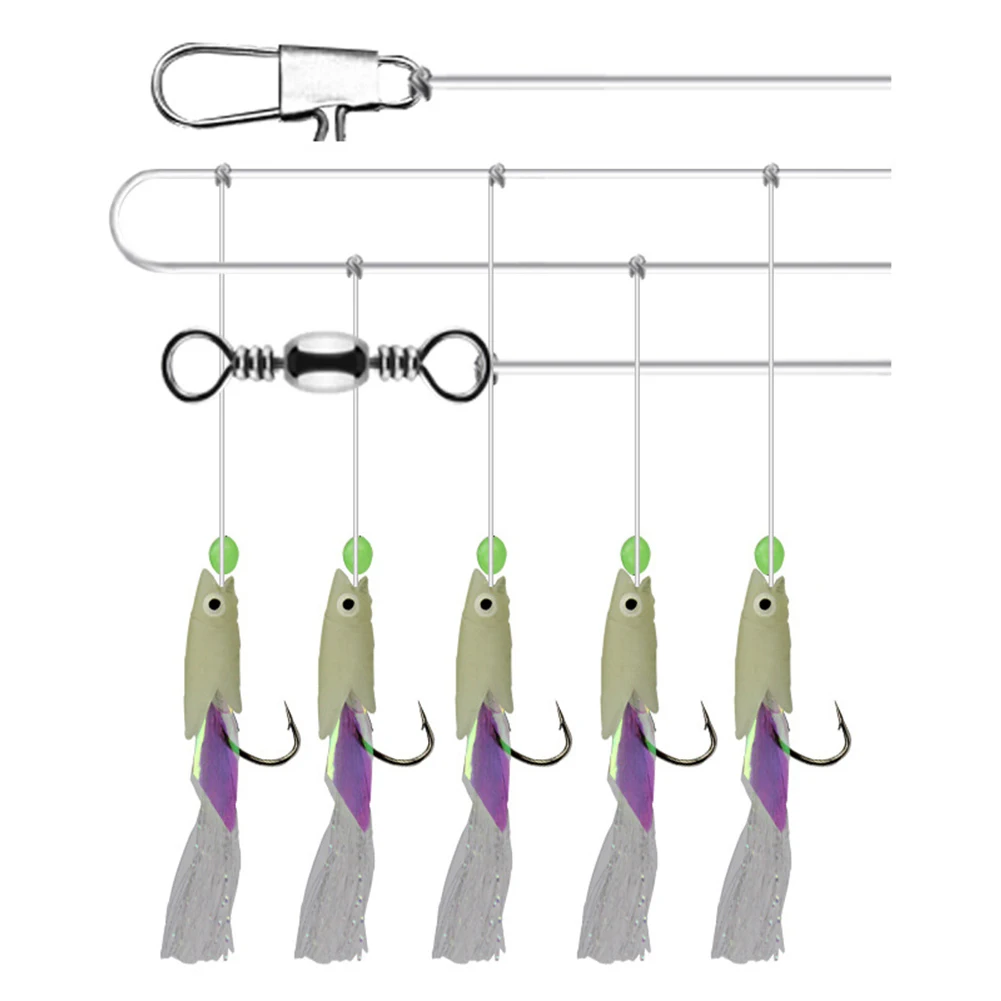 5pcs Sea/Freshwater Fishing Sabiki Rigs String Hook Flash Luminous String Hooks With Colored Silk 1.5 M Carp Fishing Tackle
5pcs Sea/Freshwater Fishing Sabiki Rigs String Hook Flash Luminous String Hooks With Colored Silk 1.5 M Carp Fishing Tackle