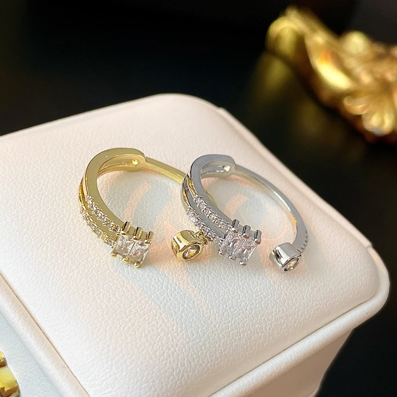DREJEW Plated Geometric Squares Open Mouth Ring New in Fashion Cubic Zircon Couple Rings Versatile Temperament Wedding Bands
DREJEW Plated Geometric Squares Open Mouth Ring New in Fashion Cubic Zircon Couple Rings Versatile Temperament Wedding Bands