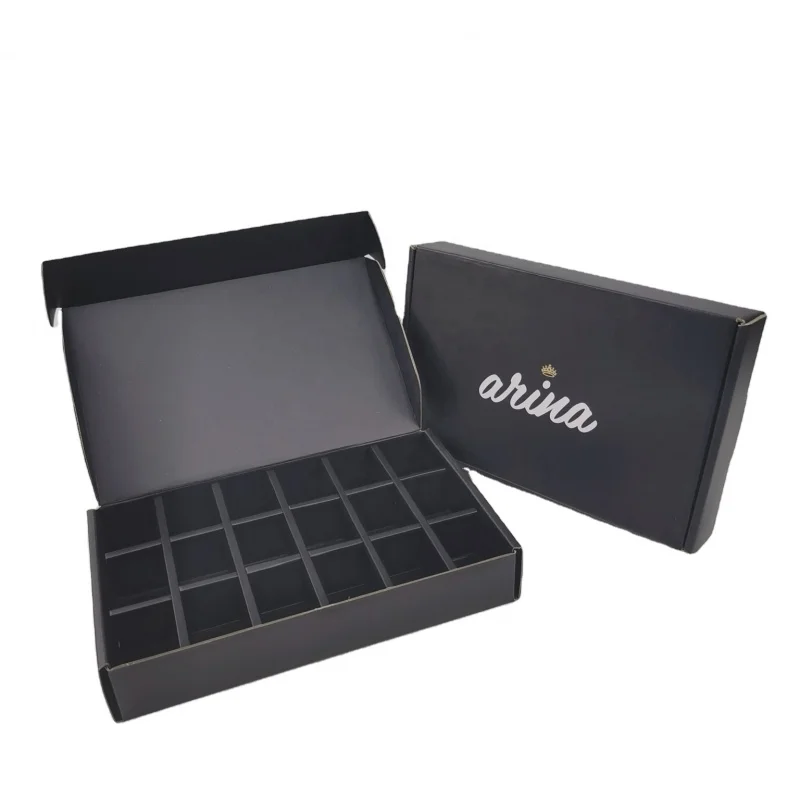 Custom Matte Black Paper Packaging Gift Corrugated Shipping Box Mailers With Divider
Custom Matte Black Paper Packaging Gift Corrugated Shipping Box Mailers With Divider