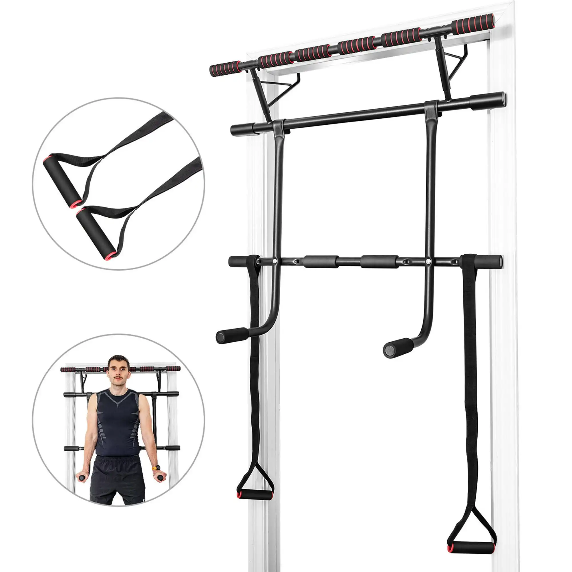 Multi-Functional Doorway Trainer Chin Pull-Up Bar With Dip And Power Ropes Home Gym Fitness Equipment (US Stock)
Multi-Functional Doorway Trainer Chin Pull-Up Bar With Dip And Power Ropes Home Gym Fitness Equipment (US Stock)