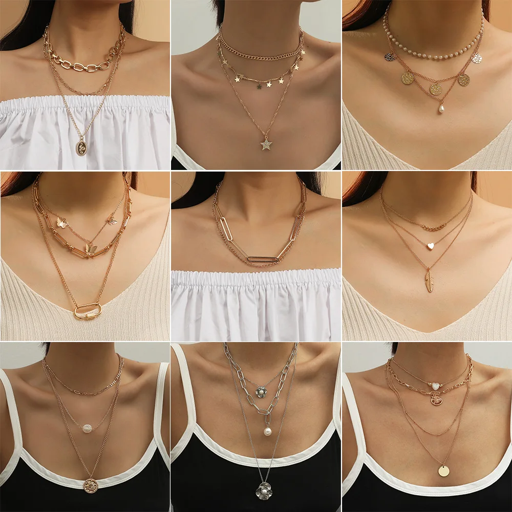 Multi-layer necklace hip-hop metal thick chain long collarbone chain foreign trade personality men and women stacked necklace
Multi-layer necklace hip-hop metal thick chain long collarbone chain foreign trade personality men and women stacked necklace