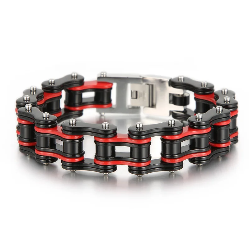 16mm Punk Red Black Bicycle Biker Chain Bracelets Men Women Heavy Stainless Steel Hiphop Rock Bike Motorcycle Bracelet Jewelry
16mm Punk Red Black Bicycle Biker Chain Bracelets Men Women Heavy Stainless Steel Hiphop Rock Bike Motorcycle Bracelet Jewelry