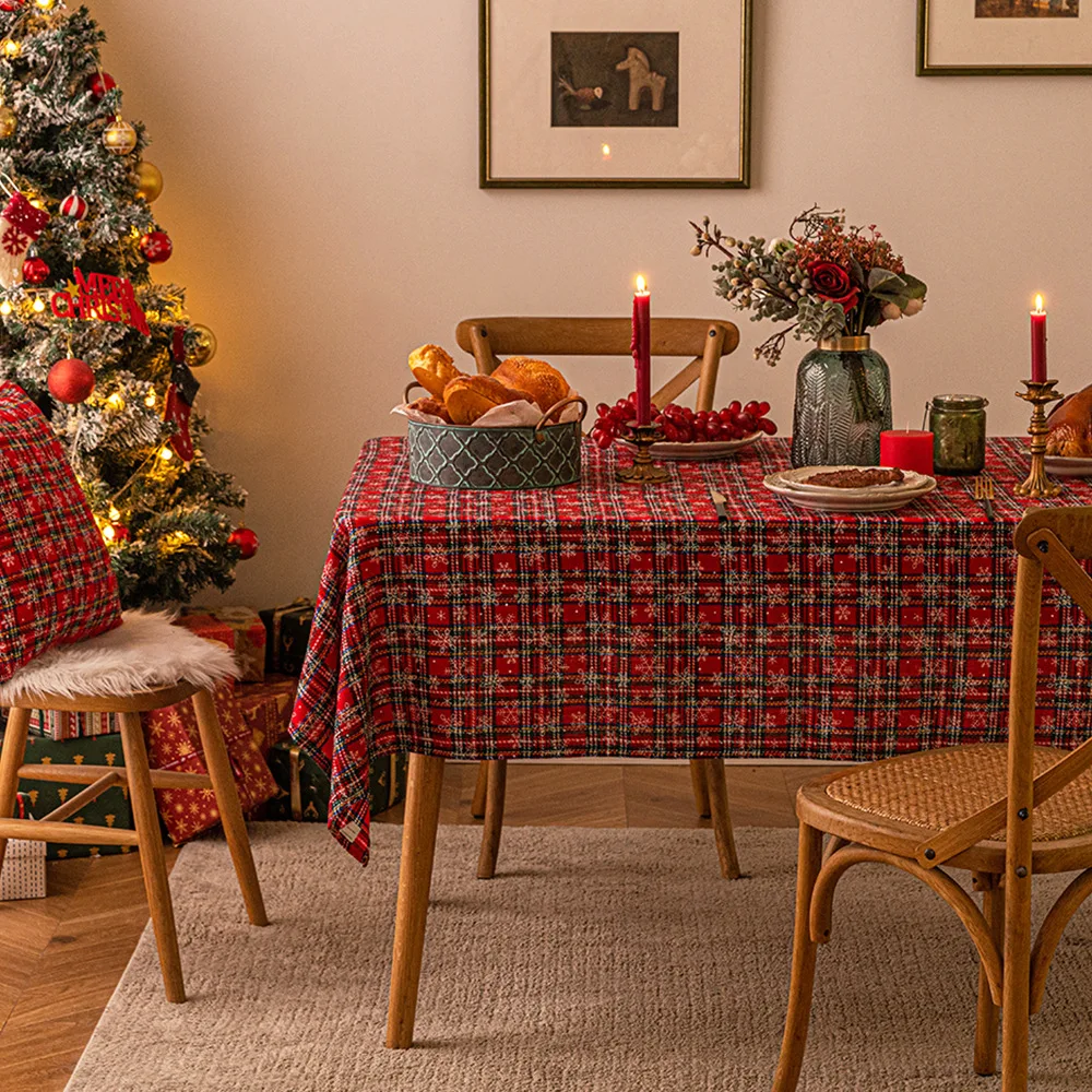 

Table cloth Christmas Red Green Simple Grid Table Mat Hotel Tea Rable Cloth Festival Home Decorative Table Cloth