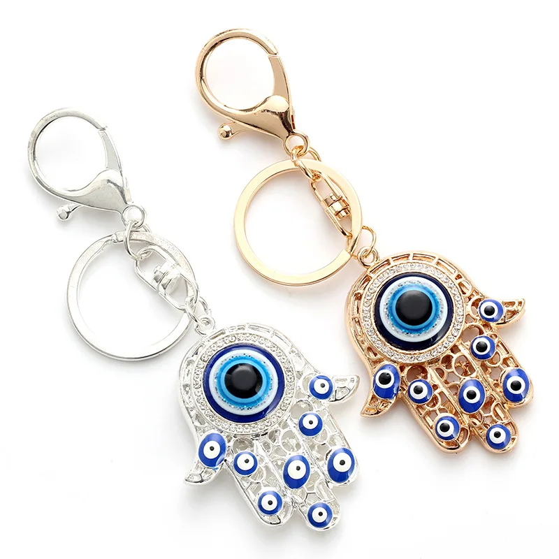 New Hand of Fatima Keychain Creative Fashion Jewelry Palm Blue Eye Pendant Keychain Devil's Eye Keyring Simple Gift Wholesale
New Hand of Fatima Keychain Creative Fashion Jewelry Palm Blue Eye Pendant Keychain Devil's Eye Keyring Simple Gift Wholesale
