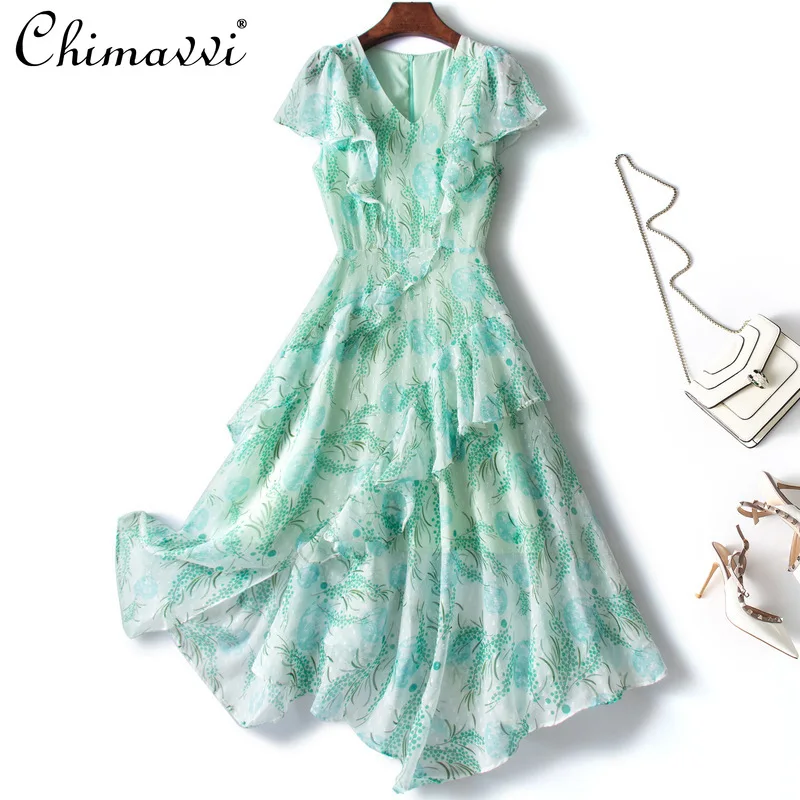 Fresh Printed Chiffon Dress Summer Dresses Women's Clothing 2022 New Fashion V-neck Flounce Elegant Slim-Fit Feminine Midi Dress
Fresh Printed Chiffon Dress Summer Dresses Women's Clothing 2022 New Fashion V-neck Flounce Elegant Slim-Fit Feminine Midi Dress