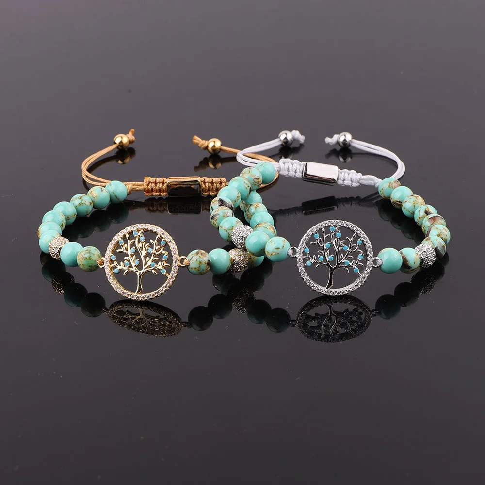 JARAVVI High Quality CZ Pave Life Tree Charm Natural Stone Macrame Friendship Bracelet Women Jewelry Gift
JARAVVI High Quality CZ Pave Life Tree Charm Natural Stone Macrame Friendship Bracelet Women Jewelry Gift