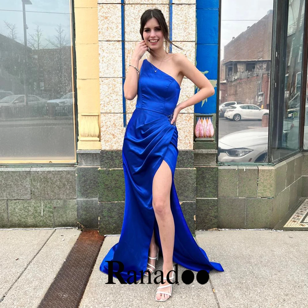 Ranadoo One Shoulder Satin Prom Evening Dress High Slit Pleats Court Train Mermaid Rhinestone Robe De Ball Stretch Made To Order
Ranadoo One Shoulder Satin Prom Evening Dress High Slit Pleats Court Train Mermaid Rhinestone Robe De Ball Stretch Made To Order