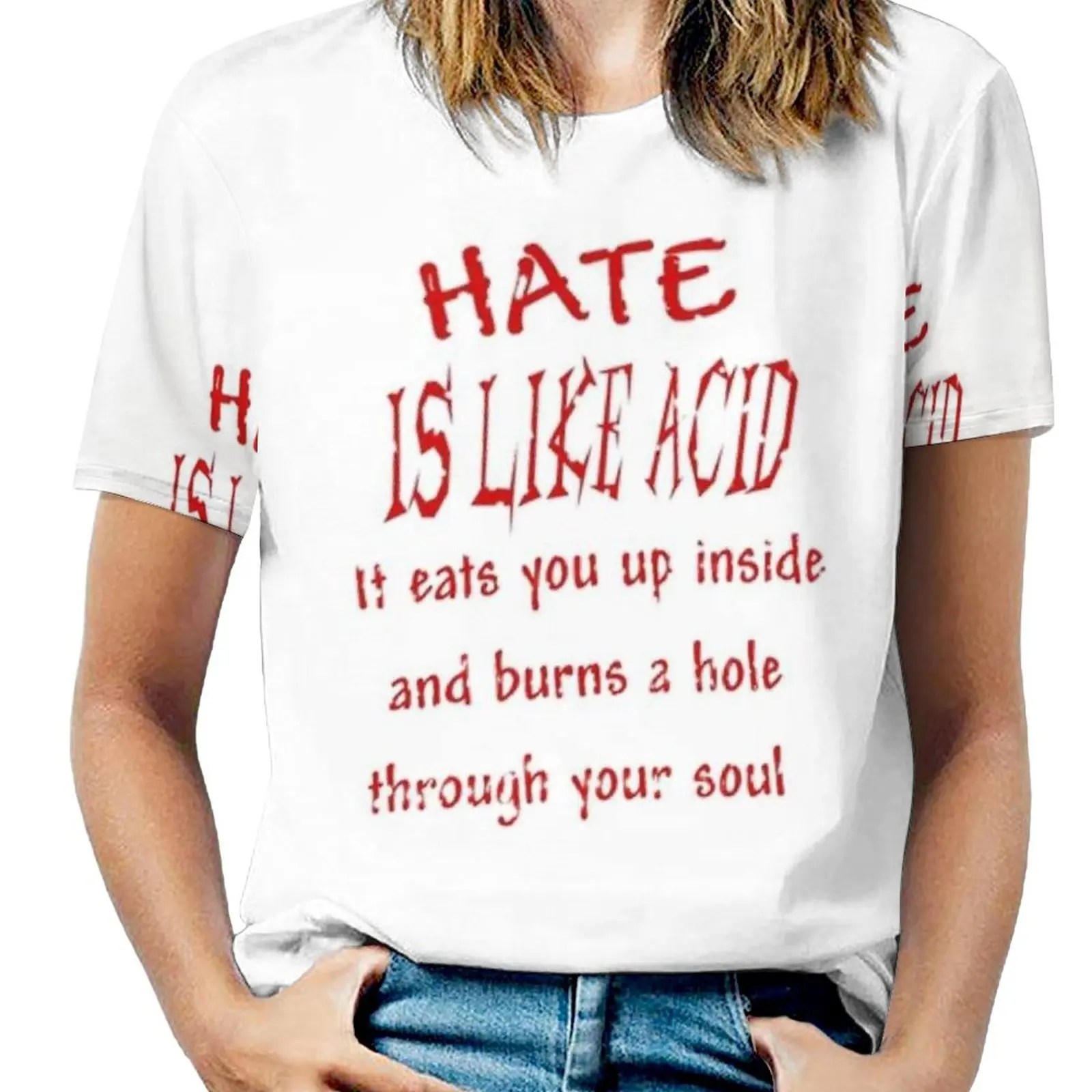 Женская футболка Hate Is Like Acid, футболки с принтом на весну и лето, пуловер с круглым вырезом, Топ Hate Is Like Acid Anti Hate Social
Женская футболка Hate Is Like Acid, футболки с принтом на весну и лето, пуловер с круглым вырезом, Топ Hate Is Like Acid Anti Hate Social