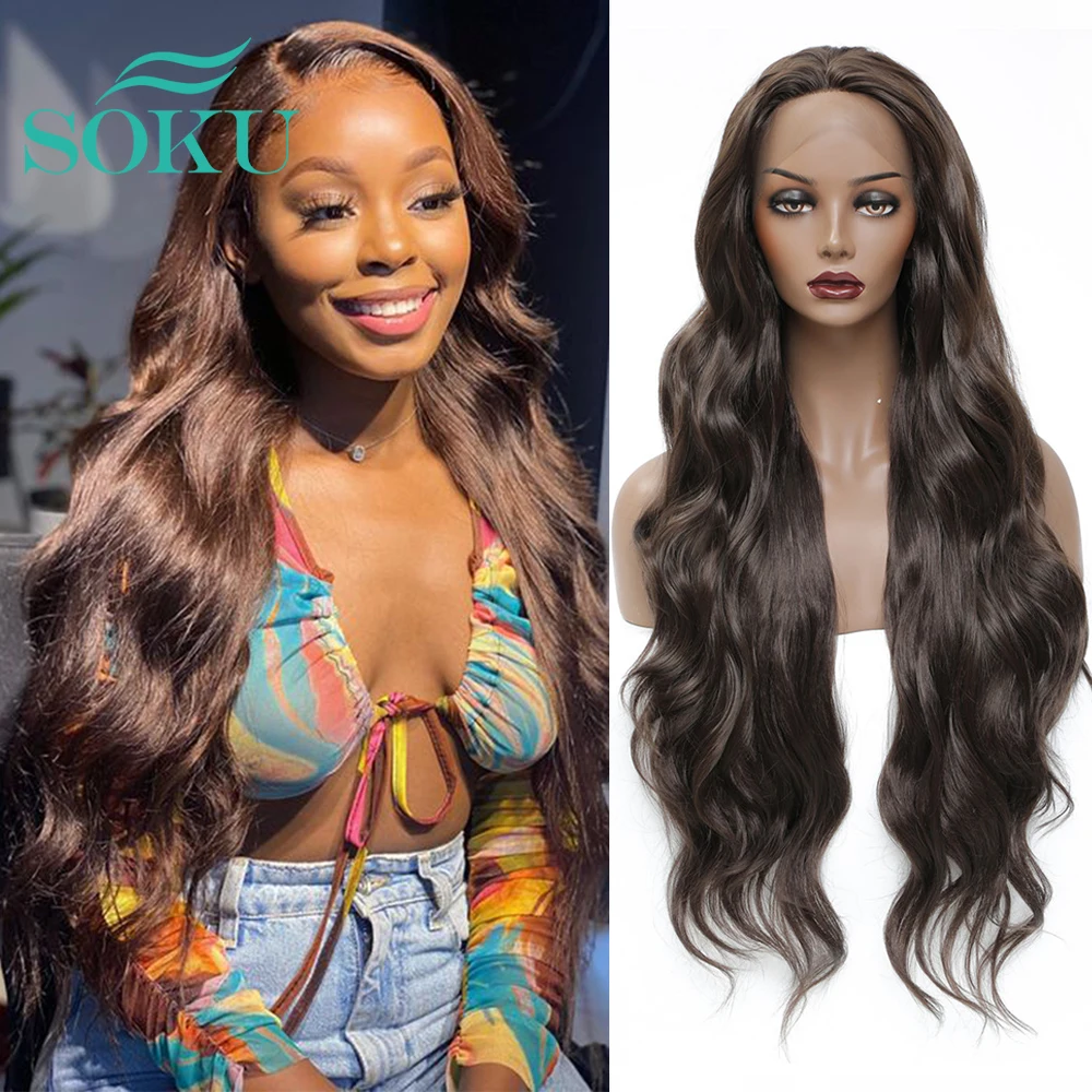 3X13 Lace Frontal Synthetic Wig Long Wavy Hair For Black Women Free Part Brown Color 150% Density Transparent Lace Front Wig
3X13 Lace Frontal Synthetic Wig Long Wavy Hair For Black Women Free Part Brown Color 150% Density Transparent Lace Front Wig