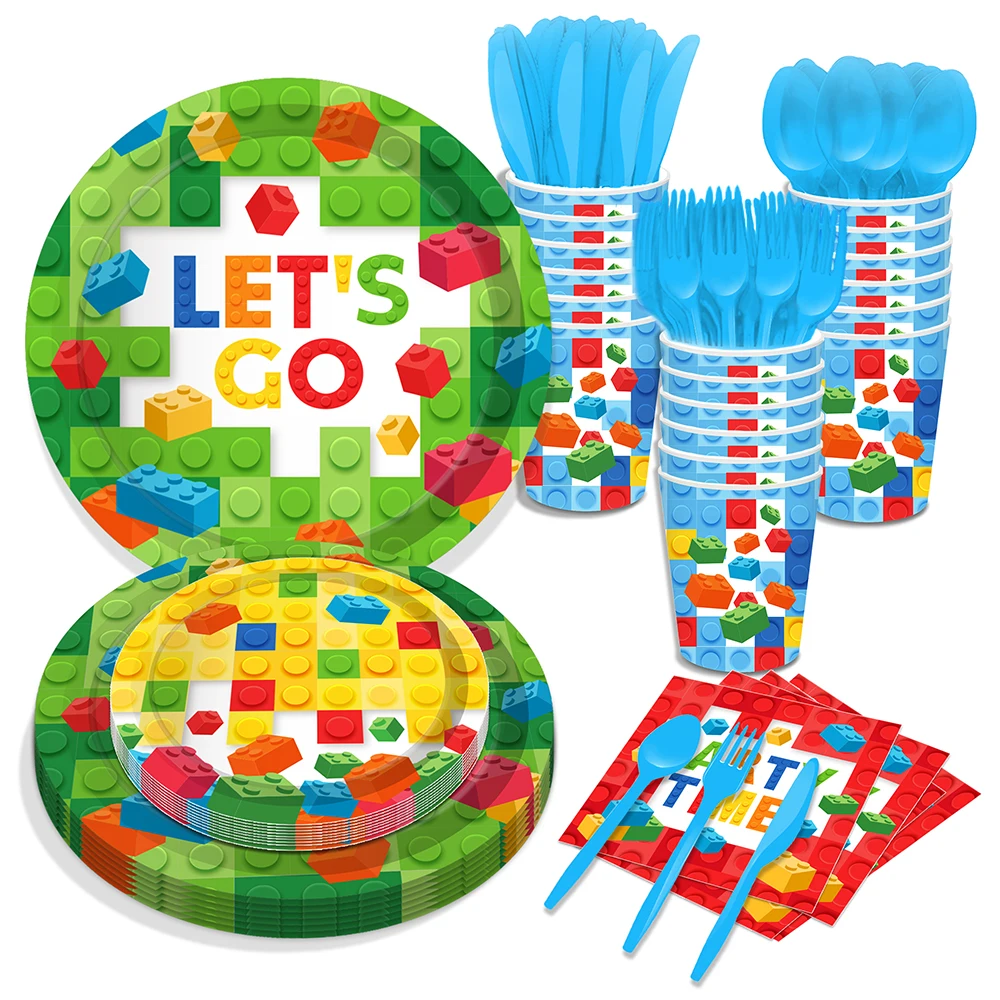 Party Time Building Blocks Toy Brick Game Birthday Party Paper Disposable Tableware Sets Plates Napkins Baby Shower Party Decors 
Party Time Building Blocks Toy Brick Game Birthday Party Paper Disposable Tableware Sets Plates Napkins Baby Shower Party Decors