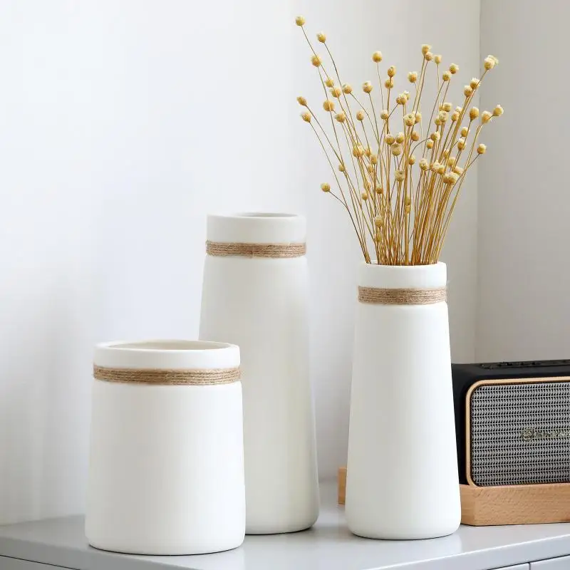 Керамическая ваза для гостиной, Цветочная композиция в скандинавском стиле, креативное простое Современное украшение для стола, белый цвет... 
Керамическая ваза для гостиной, Цветочная композиция в скандинавском стиле, креативное простое Современное украшение для стола, белый цвет...
