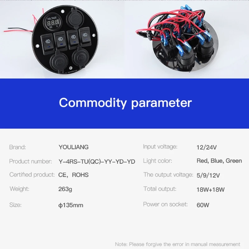Грузовик Автомобильное зарядное устройство Лодка RV Водонепроницаемый кулисный переключатель включения выключения вольтметра 
Грузовик Автомобильное зарядное устройство Лодка RV Водонепроницаемый кулисный переключатель включения выключения вольтметра