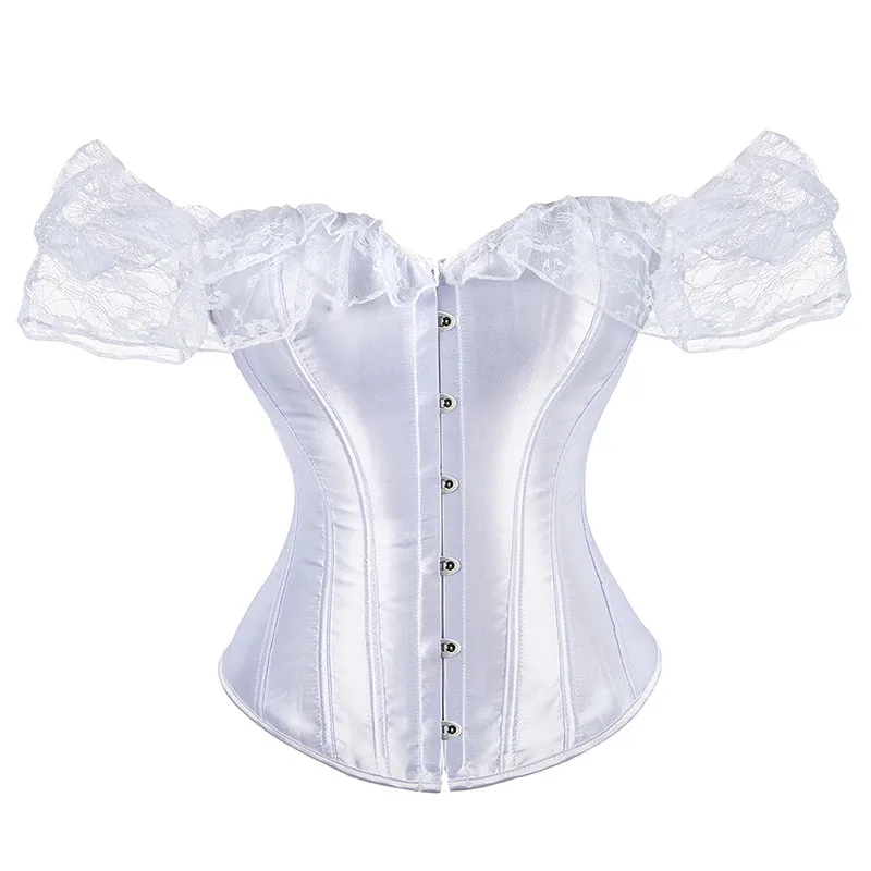 

Corset Top for Women Off Shoulder Steampunk Bodices and Corsets Bustier Lace Up Bodyshaper Sexy Corsets White Black