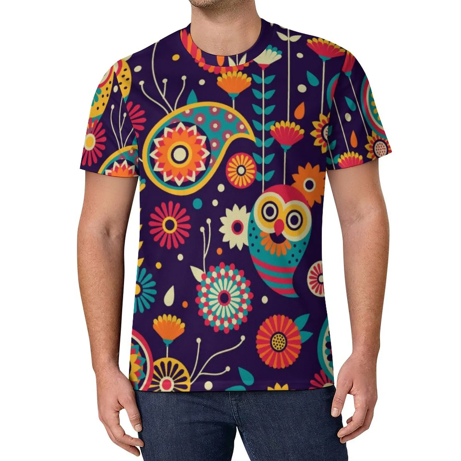 Vibrant Owl T-Shirt Retro Floral Print Hippie T-Shirts Short-Sleeve Printed Tshirt Streetwear Oversized Clothing
Vibrant Owl T-Shirt Retro Floral Print Hippie T-Shirts Short-Sleeve Printed Tshirt Streetwear Oversized Clothing