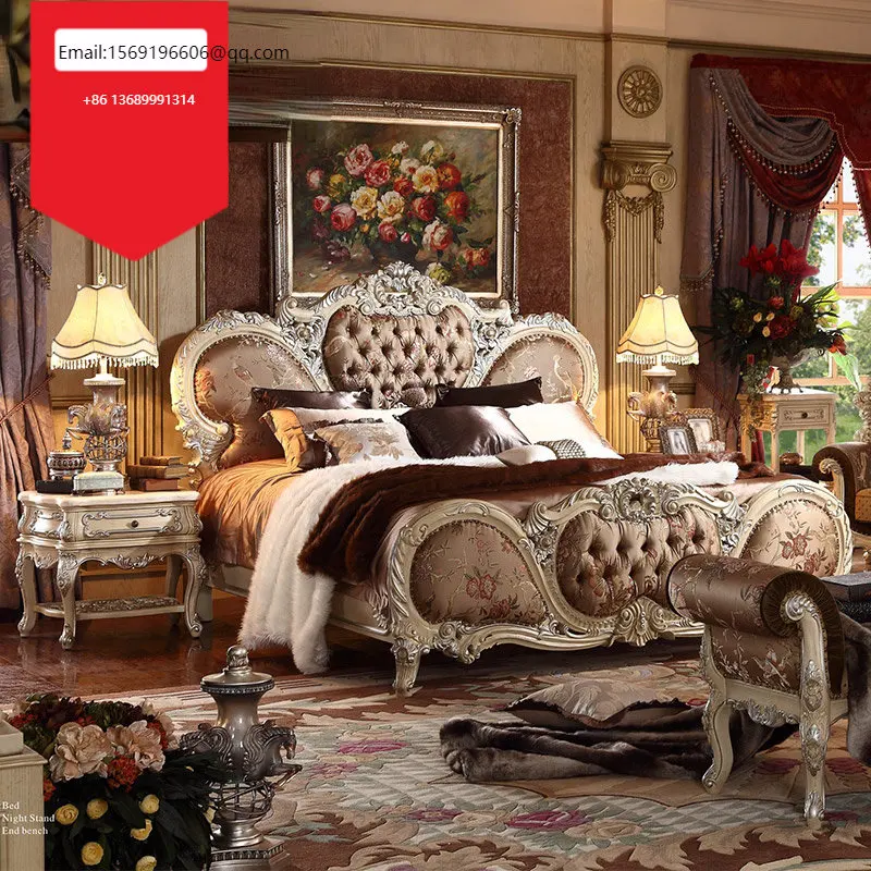 French luxury solid wood bed large-sized villa European cloth bed palace bedroom double bed
French luxury solid wood bed large-sized villa European cloth bed palace bedroom double bed