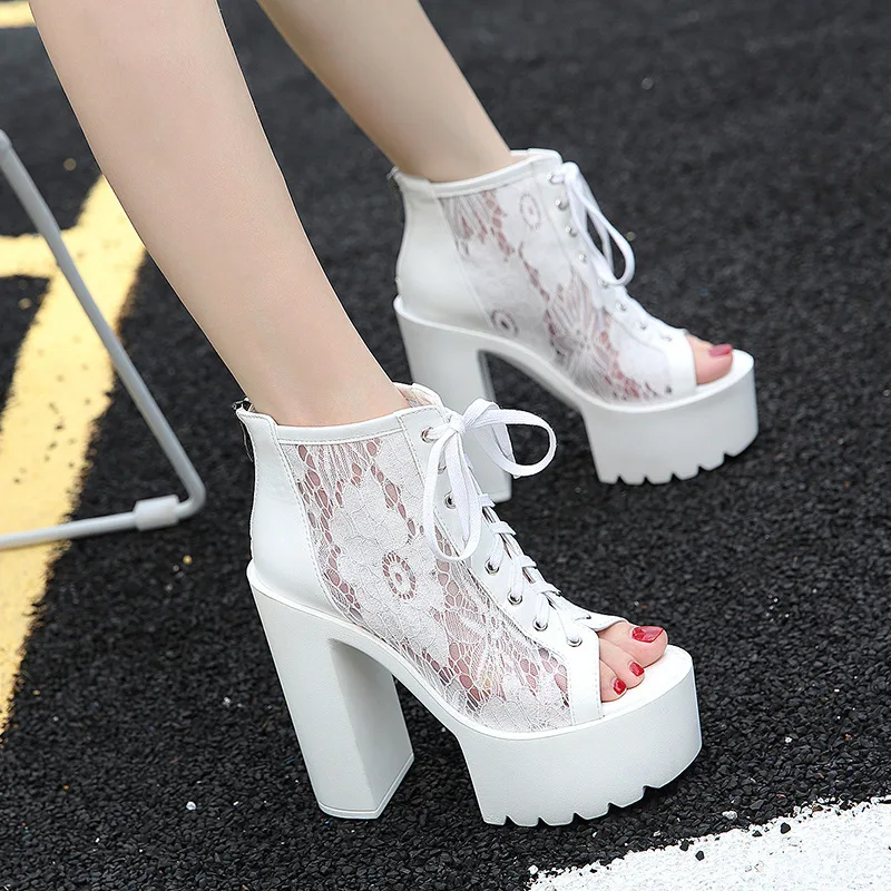 Women's shoes 14cm super high heel thick sole platform fish mouth lace lace-up boots
Women's shoes 14cm super high heel thick sole platform fish mouth lace lace-up boots
