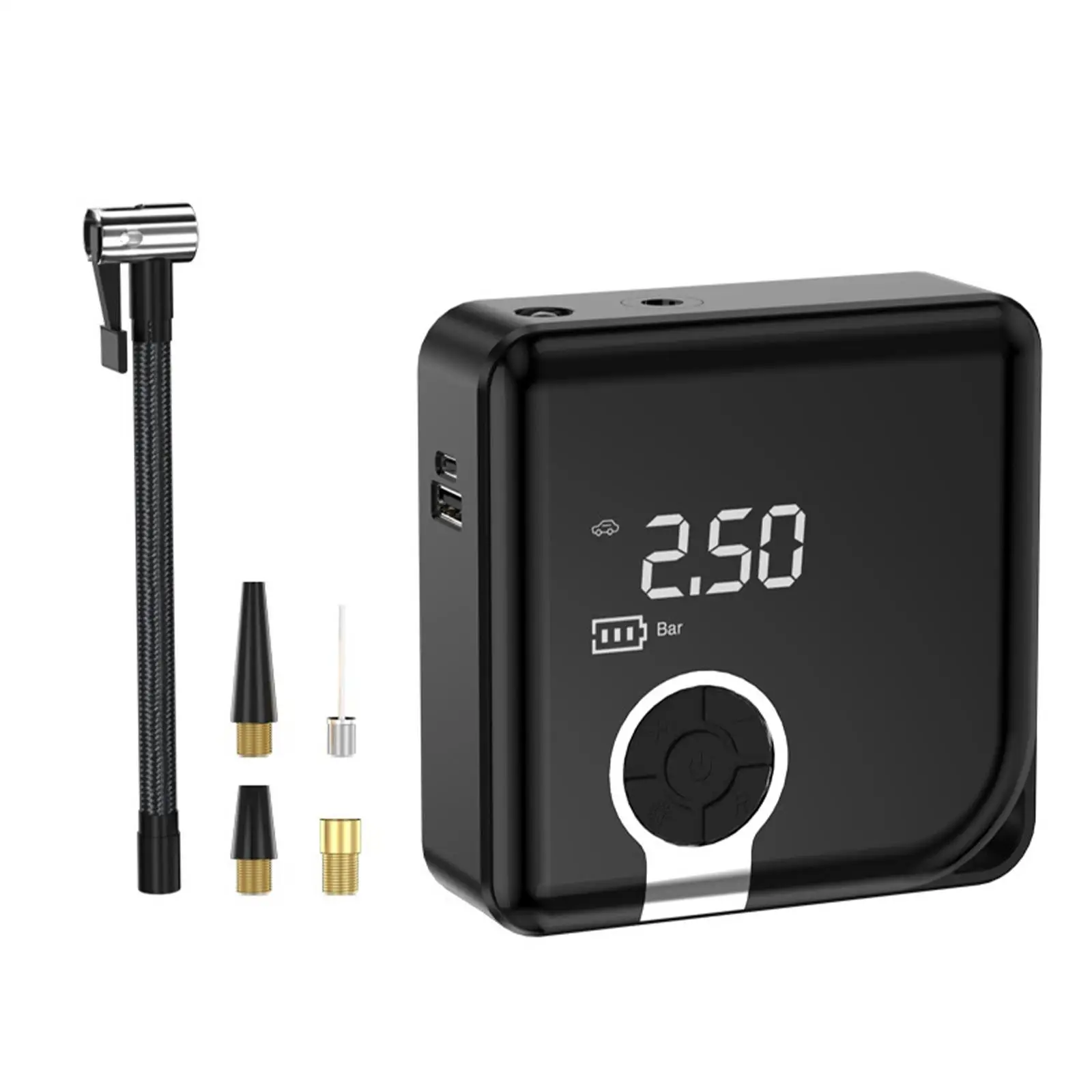 Air Compressor Tire Inflator Rechargeable Wireless Digital Display Pressure Gauge for Bike
Air Compressor Tire Inflator Rechargeable Wireless Digital Display Pressure Gauge for Bike
