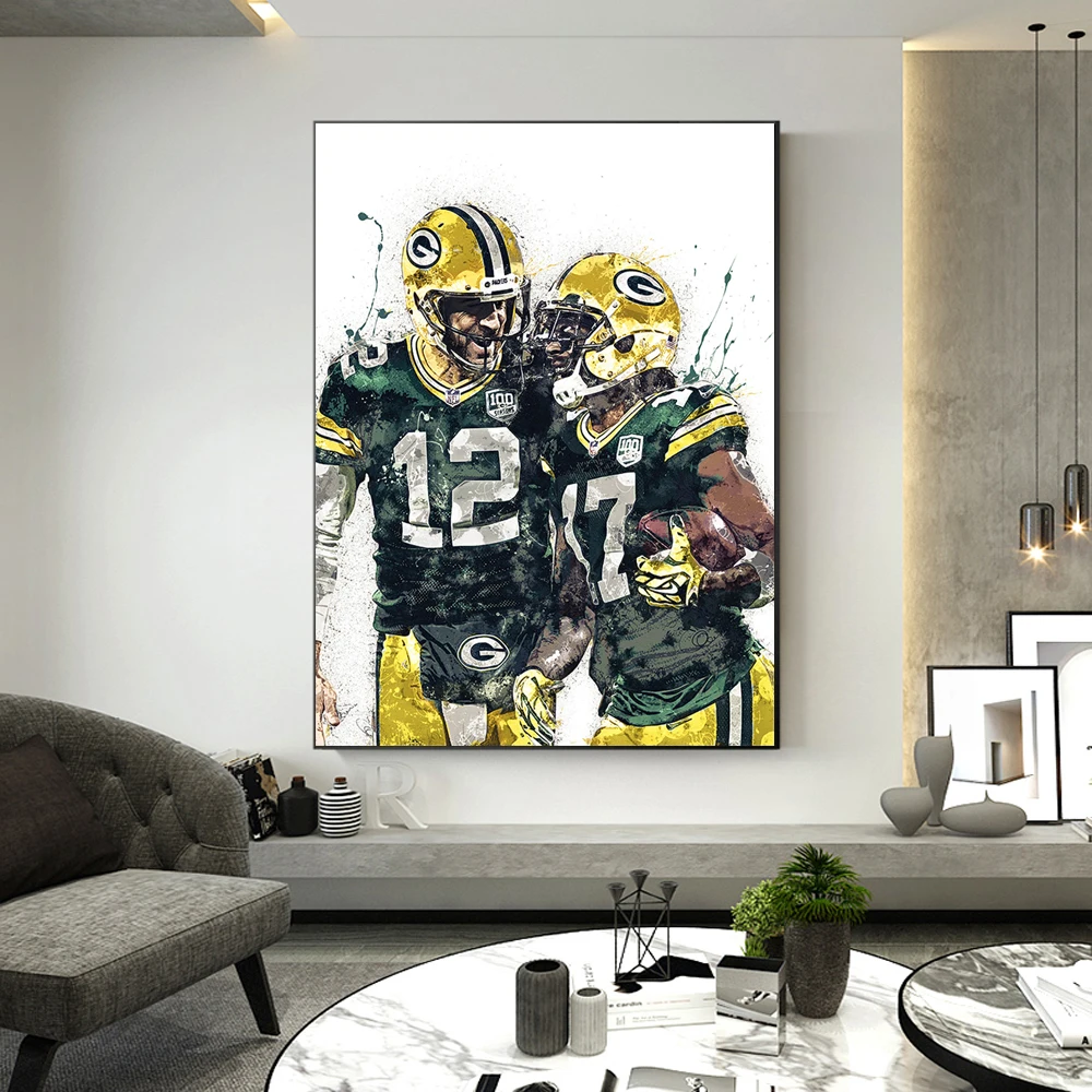 Rodgers Adams Graffiti Portrait Art Canvas Print Poster Famous Green Bay Football Team Painting Wall Rugby Pictures For Gym Room
Rodgers Adams Graffiti Portrait Art Canvas Print Poster Famous Green Bay Football Team Painting Wall Rugby Pictures For Gym Room