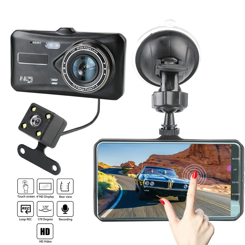 4 Inch HD 1080P Video Recorder Camera Dual Lens Dash Cam Auto Accessories Touch Screen Car DVR WDR Auto DashCam Recorder
4 Inch HD 1080P Video Recorder Camera Dual Lens Dash Cam Auto Accessories Touch Screen Car DVR WDR Auto DashCam Recorder