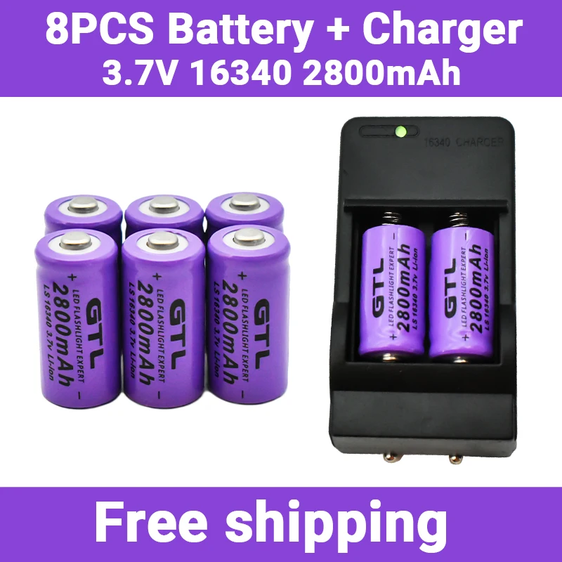 2800mAh Rechargeable 3.7V Li-ion 16340 Batteries CR123A Battery for LED Flashlight Travel Wall Charger 16340 CR123A Battery
2800mAh Rechargeable 3.7V Li-ion 16340 Batteries CR123A Battery for LED Flashlight Travel Wall Charger 16340 CR123A Battery