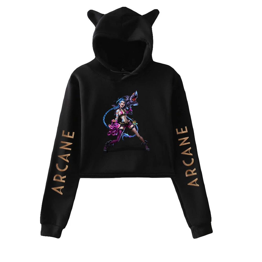 Худи Arcane Jinx, толстовки для девочек, короткий топ с кошачьими ушками, худи, молодежная уличная одежда, одежда для любителей игр, Женский пулов... 
Худи Arcane Jinx, толстовки для девочек, короткий топ с кошачьими ушками, худи, молодежная уличная одежда, одежда для любителей игр, Женский пулов...