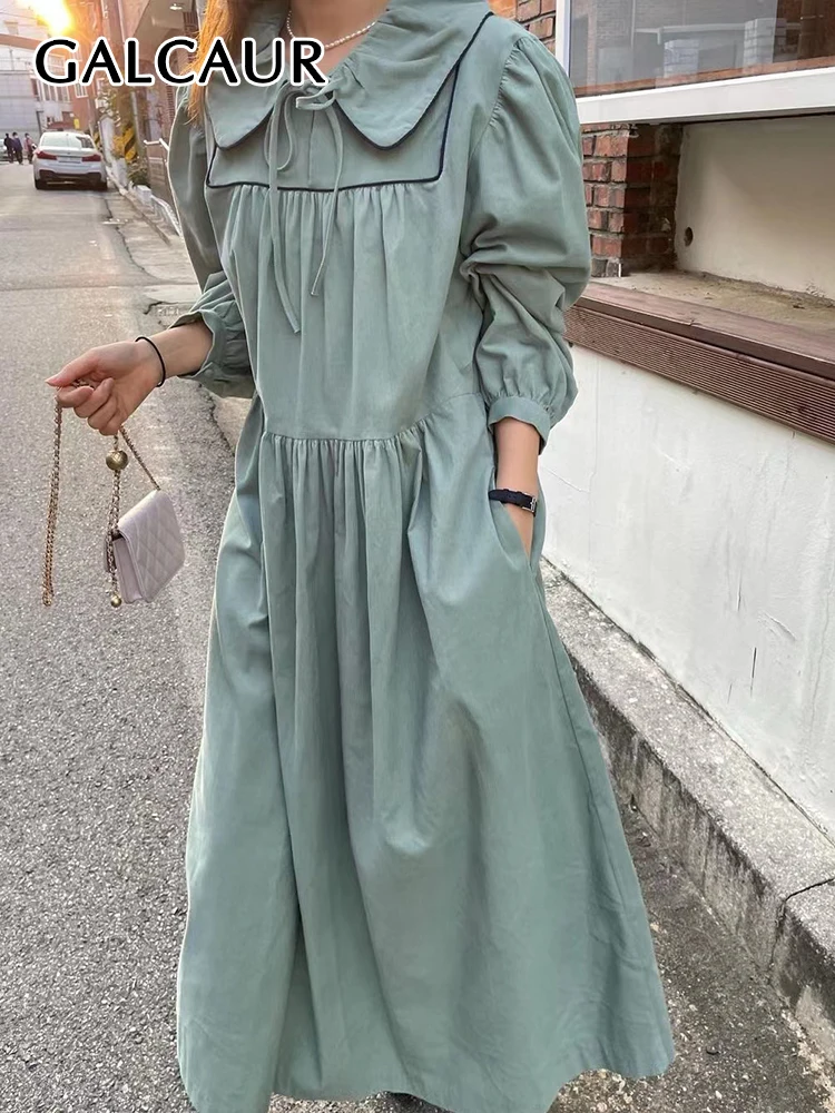 GALCAUR Casual Loose Dress For Women Lapel Long Sleeve Patchwork Folds Vintage Elegant Dresses Female Clothing Spring Fashion
GALCAUR Casual Loose Dress For Women Lapel Long Sleeve Patchwork Folds Vintage Elegant Dresses Female Clothing Spring Fashion