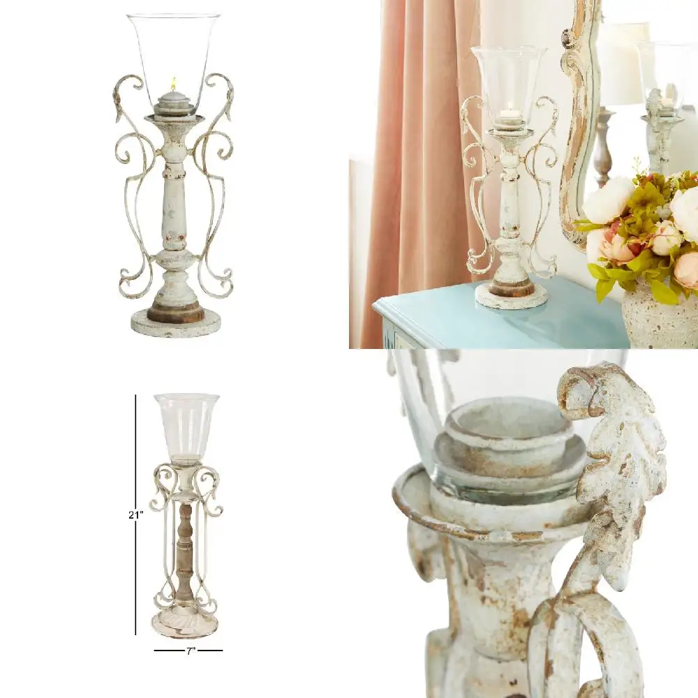 Classy 21"H Vintage White Candlestick, 1-Piece - An Elegant Addition to Your Home Decorations.
Classy 21"H Vintage White Candlestick, 1-Piece - An Elegant Addition to Your Home Decorations.