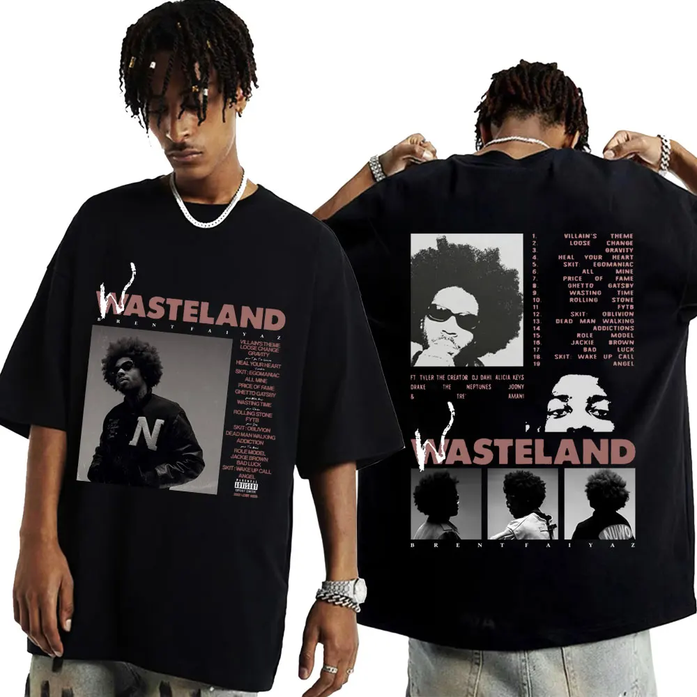 Футболка Брента Faiyaz, новинка 2023, футболки с принтом музыкального альбома Wasteland, с коротким рукавом, для мужчин и женщин, оверсайз, уличная одежда в стиле Харадзюку, хип-хоп 
Футболка Брента Faiyaz, новинка 2023, футболки с принтом музыкального альбома Wasteland, с коротким рукавом, для мужчин и женщин, оверсайз, уличная одежда в стиле Харадзюку, хип-хоп