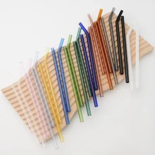 Colorful High Borosilicate Glass Straw Eco Friendly Drinking Straw Reusable Glass Straw for Cocktail Smoothie Bar Accessories