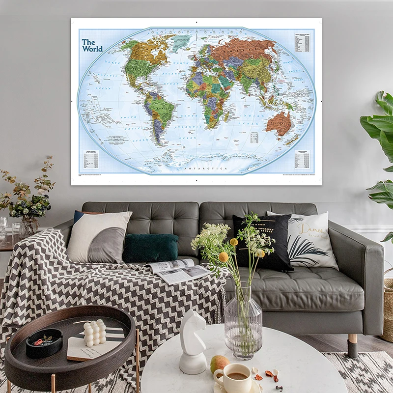 225*150 cm The World Map with Countries Important Cities Non-woven Canvas Painting Large Poster Home Decoration School Supplies
225*150 cm The World Map with Countries Important Cities Non-woven Canvas Painting Large Poster Home Decoration School Supplies