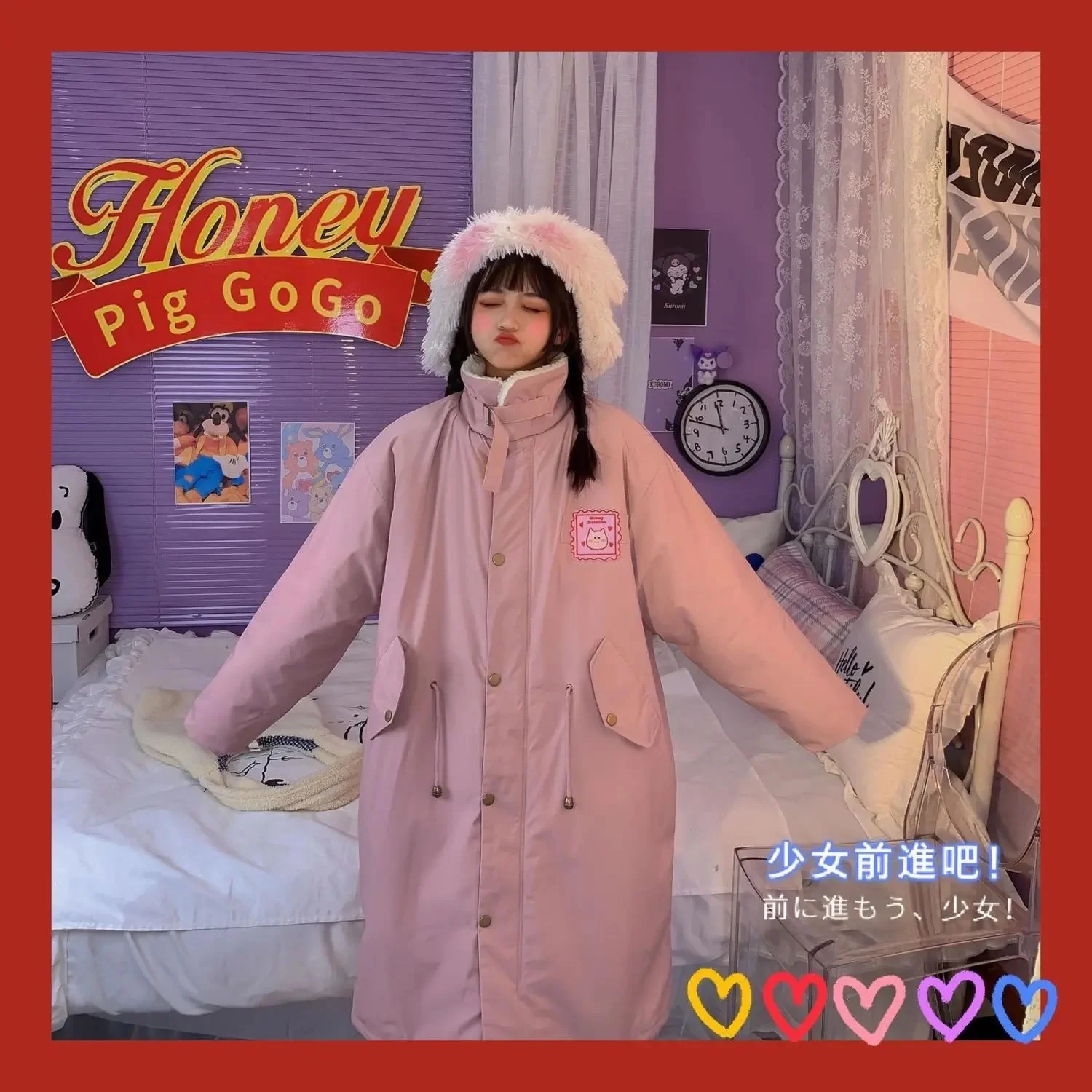 

Милое пальто в Корейском стиле, куртка на хлопковом наполнителе для женщин, зима 2023, толстая бархатная верхняя одежда из овечьей шерсти, пальто средней длины, парка для подростков