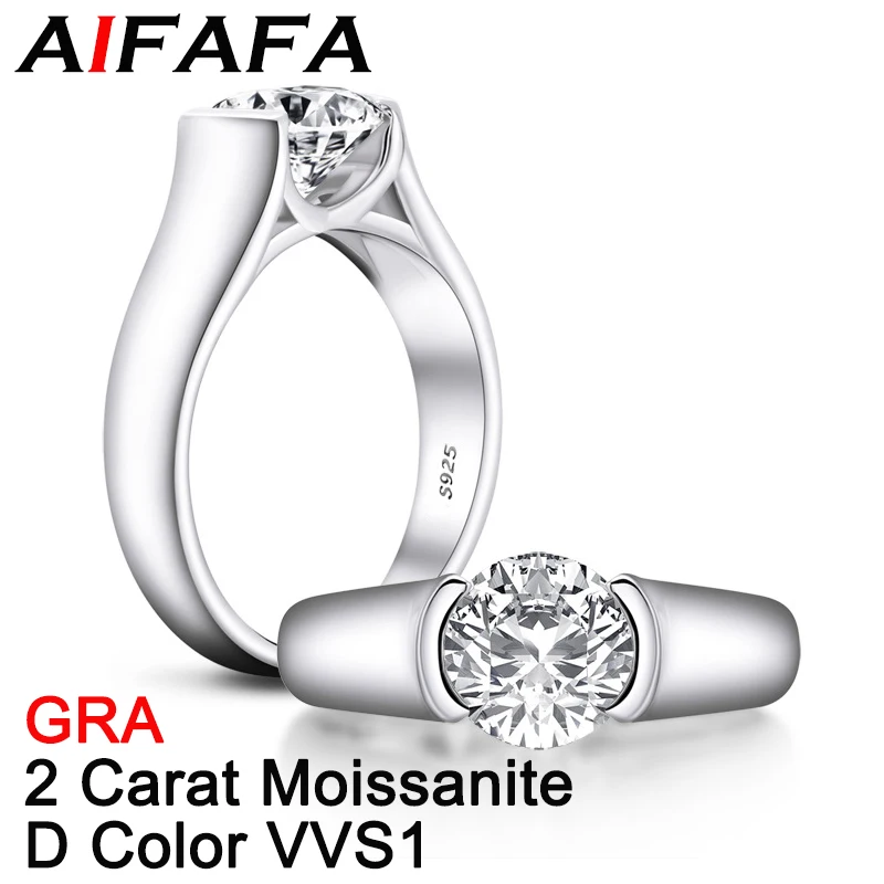 AIFAFA Real 2 Carat D Color Moissanite Rings For Women Top Quality 18K Plated S925 Sterling Silver Ring Fine Jewelry Wholesale
AIFAFA Real 2 Carat D Color Moissanite Rings For Women Top Quality 18K Plated S925 Sterling Silver Ring Fine Jewelry Wholesale