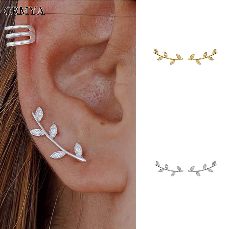 CRMYA Cubic Zirconia Climber Earrings Gold Silver Plated Crawler Leaf Shape Simple Ear Jacket Earrings for Women Wedding Jewelry
CRMYA Cubic Zirconia Climber Earrings Gold Silver Plated Crawler Leaf Shape Simple Ear Jacket Earrings for Women Wedding Jewelry