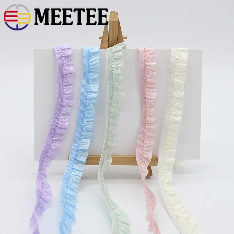Meetee 20Meters 15mm Pleated Stretch Lace Trims Nylon Yarn Ruffled Elastic Band DIY Hairband Belt Shoes Decorative Spandex Tapes 
Meetee 20Meters 15mm Pleated Stretch Lace Trims Nylon Yarn Ruffled Elastic Band DIY Hairband Belt Shoes Decorative Spandex Tapes