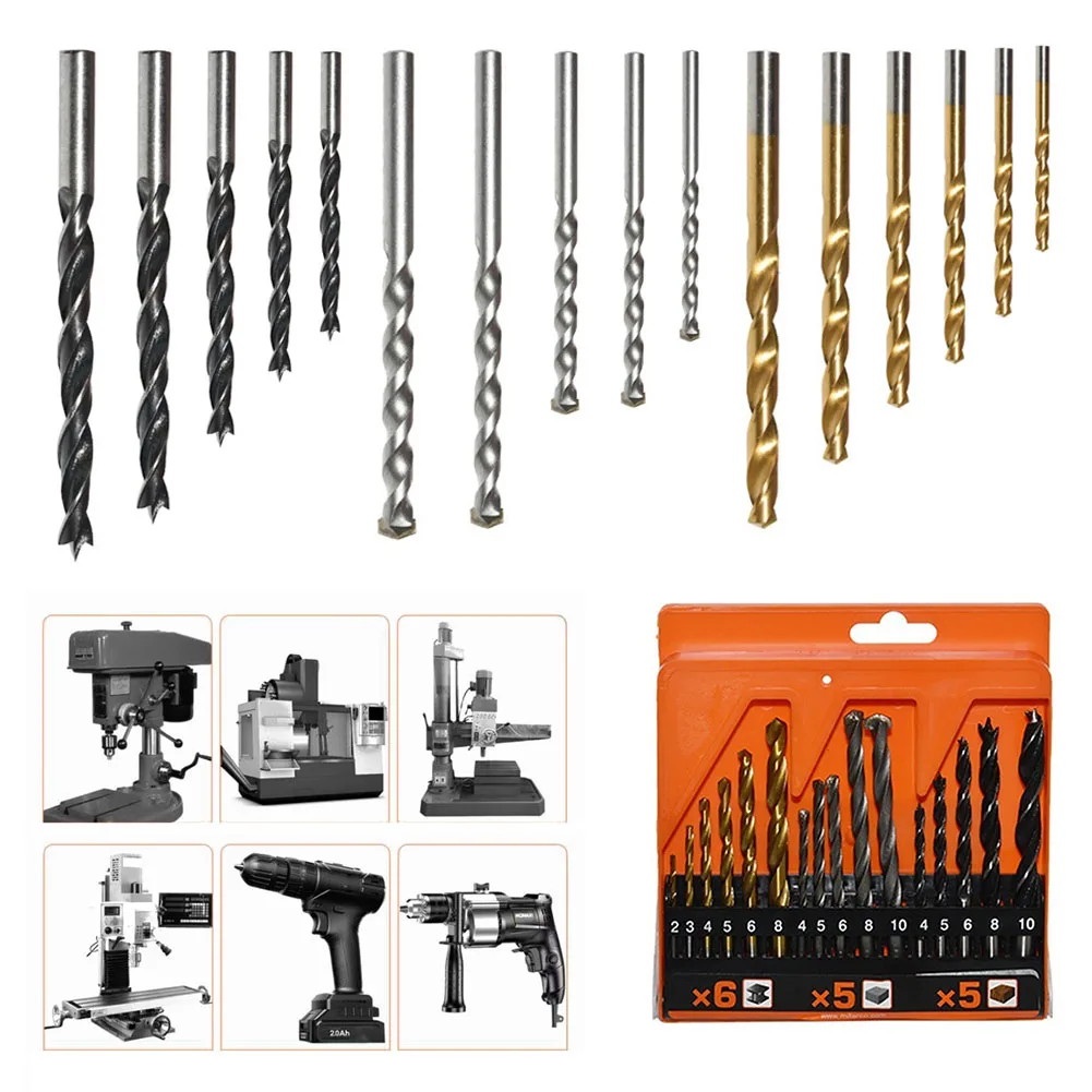 16pcs High Speed Steel Twist Drill Bit Set Stainless Steel Tool Set Accessories For Metal Drilling Cutter Machine 4/5/6/8/10mm
16pcs High Speed Steel Twist Drill Bit Set Stainless Steel Tool Set Accessories For Metal Drilling Cutter Machine 4/5/6/8/10mm