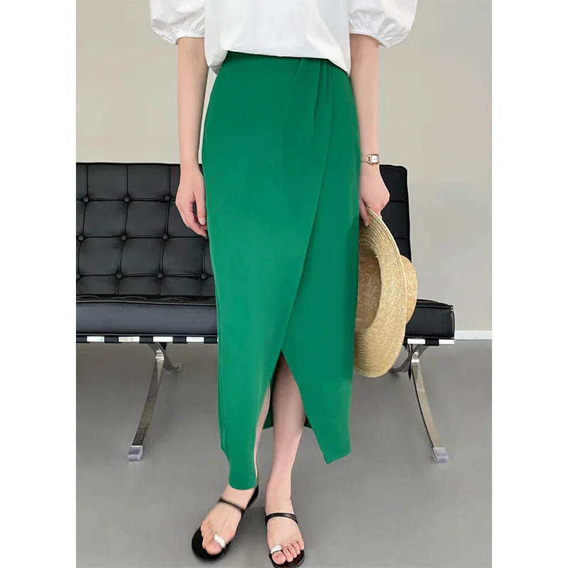 Women's Skirt Korean Fashion Chic Pleated Skirt High Waist Mid-length Skirts Drape Chiffon A-line Slit Skirt Casual Solid Color
Women's Skirt Korean Fashion Chic Pleated Skirt High Waist Mid-length Skirts Drape Chiffon A-line Slit Skirt Casual Solid Color