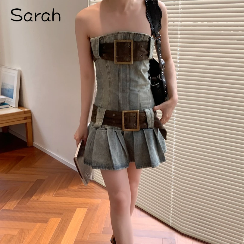 Sarah Y2K Hot Girls Vintage Denim Dresses Removable Belt Slim Sheath Dress For Women
Sarah Y2K Hot Girls Vintage Denim Dresses Removable Belt Slim Sheath Dress For Women