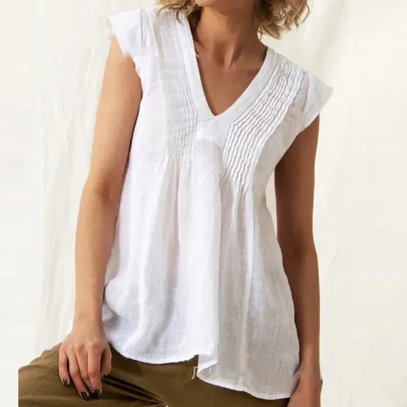 Casual Sleeveless V-neck Pullover Top Elegant Women Breathable Cotton Linen Blouse Tee Fashion Solid Loose Shirt t Shirts 2023
Casual Sleeveless V-neck Pullover Top Elegant Women Breathable Cotton Linen Blouse Tee Fashion Solid Loose Shirt t Shirts 2023