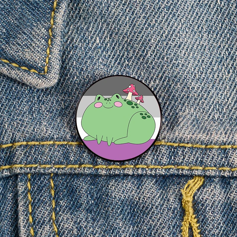 

Asexual Mushroom Frog Cartoon Pin Custom cute Brooches Shirt Lapel teacher tote Bag backpacks Badge gift brooches pins for women